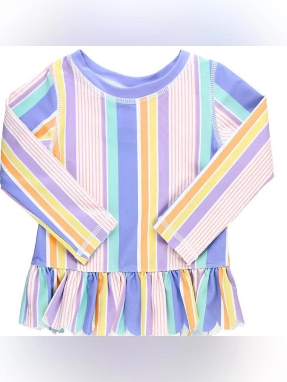 Ruffle Butts Scalloped Long-Sleeve Rash Guard